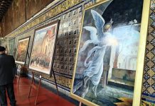 Exposición y venta de pinturas religiosas del artista Luis Guardamino en el Museo San Francisco de Lima